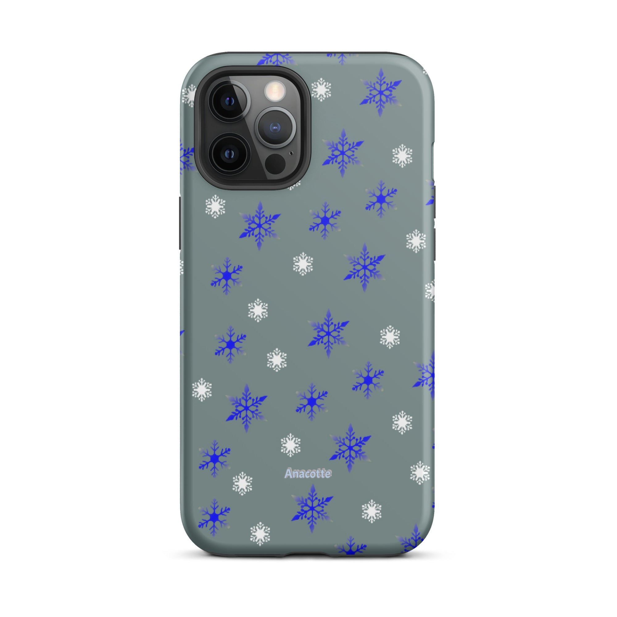 iPhone 14, 13, 12, 11 Christmas Theme iPhone Cases Blue Snow Anacotte