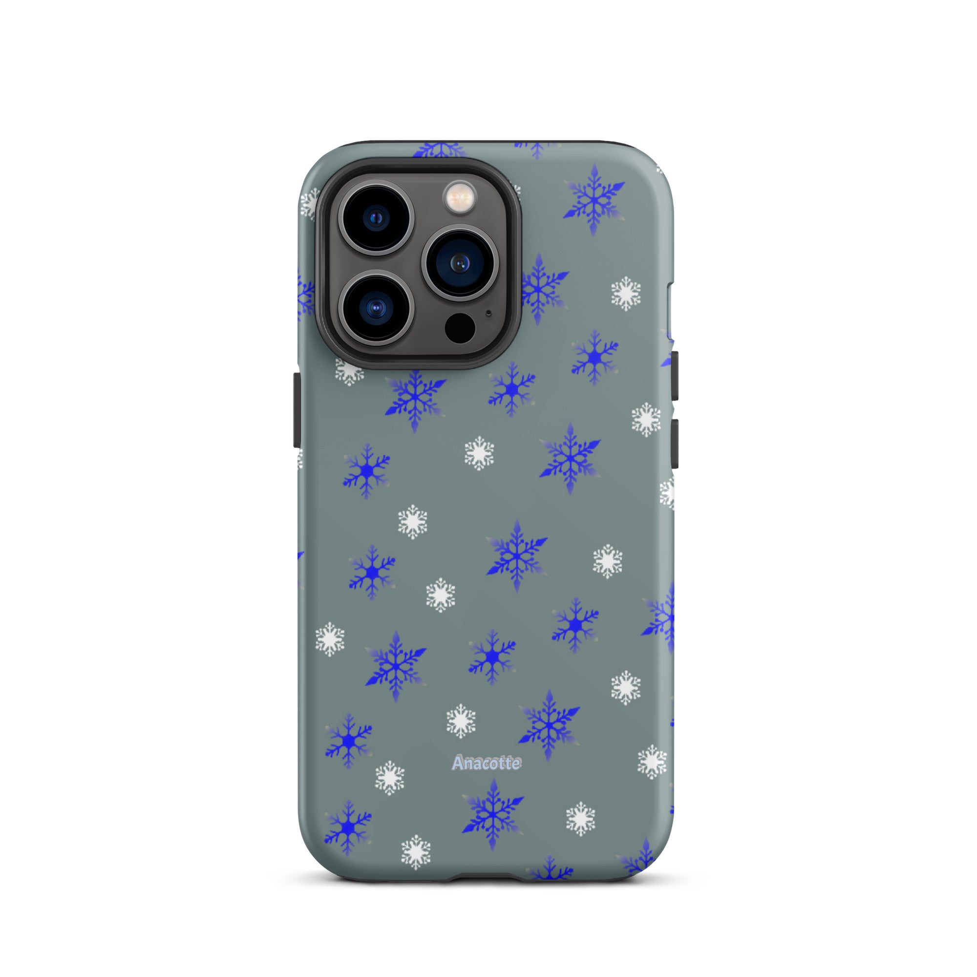 iPhone 14, 13, 12, 11 Christmas Theme iPhone Cases Blue Snow Anacotte