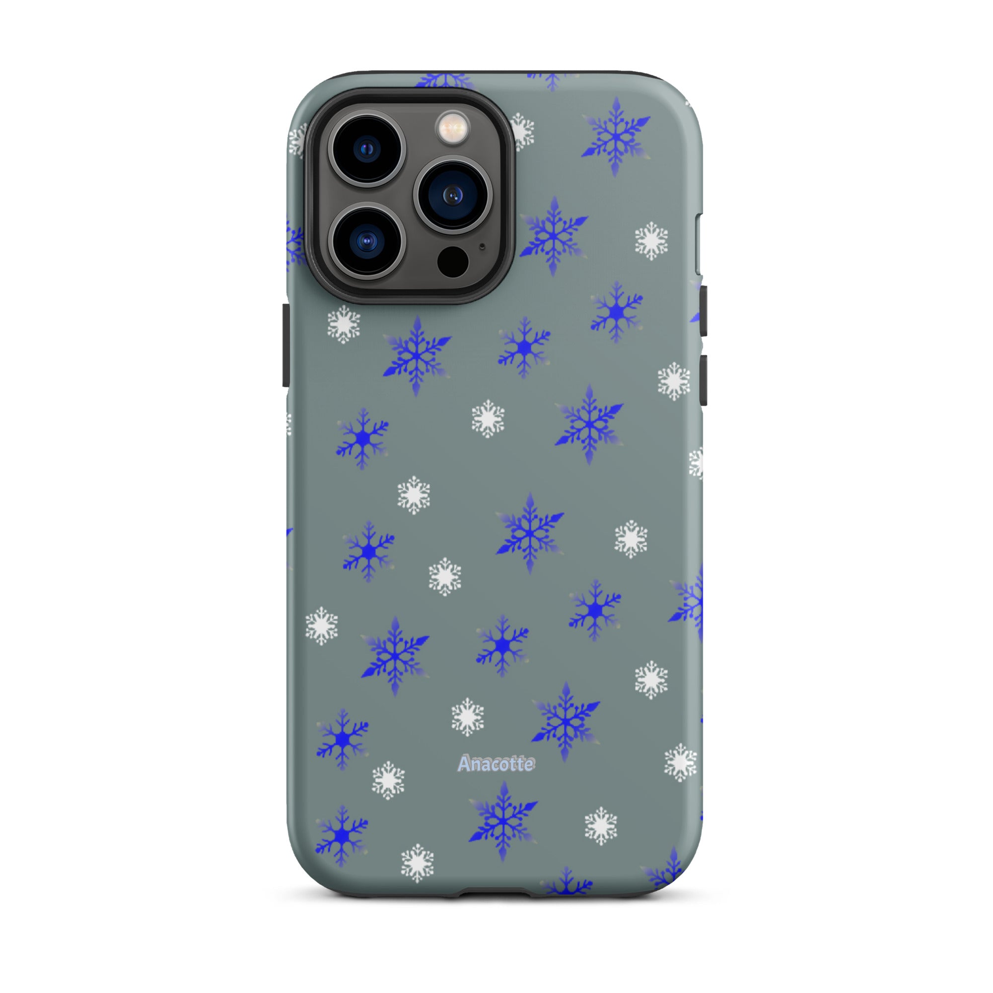 iPhone 14, 13, 12, 11 Christmas Theme iPhone Cases Blue Snow Anacotte