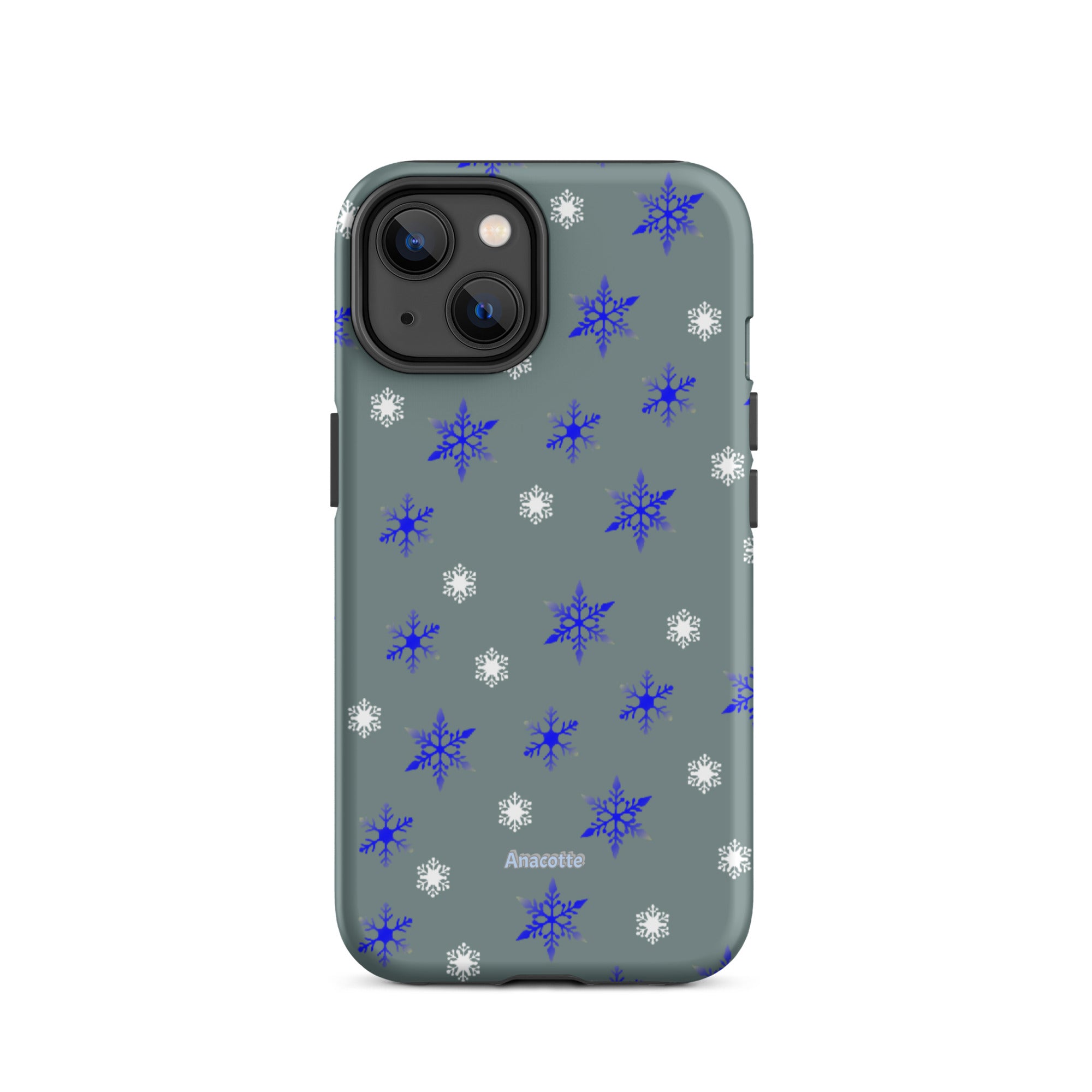 iPhone 14, 13, 12, 11 Christmas Theme iPhone Cases Blue Snow Anacotte