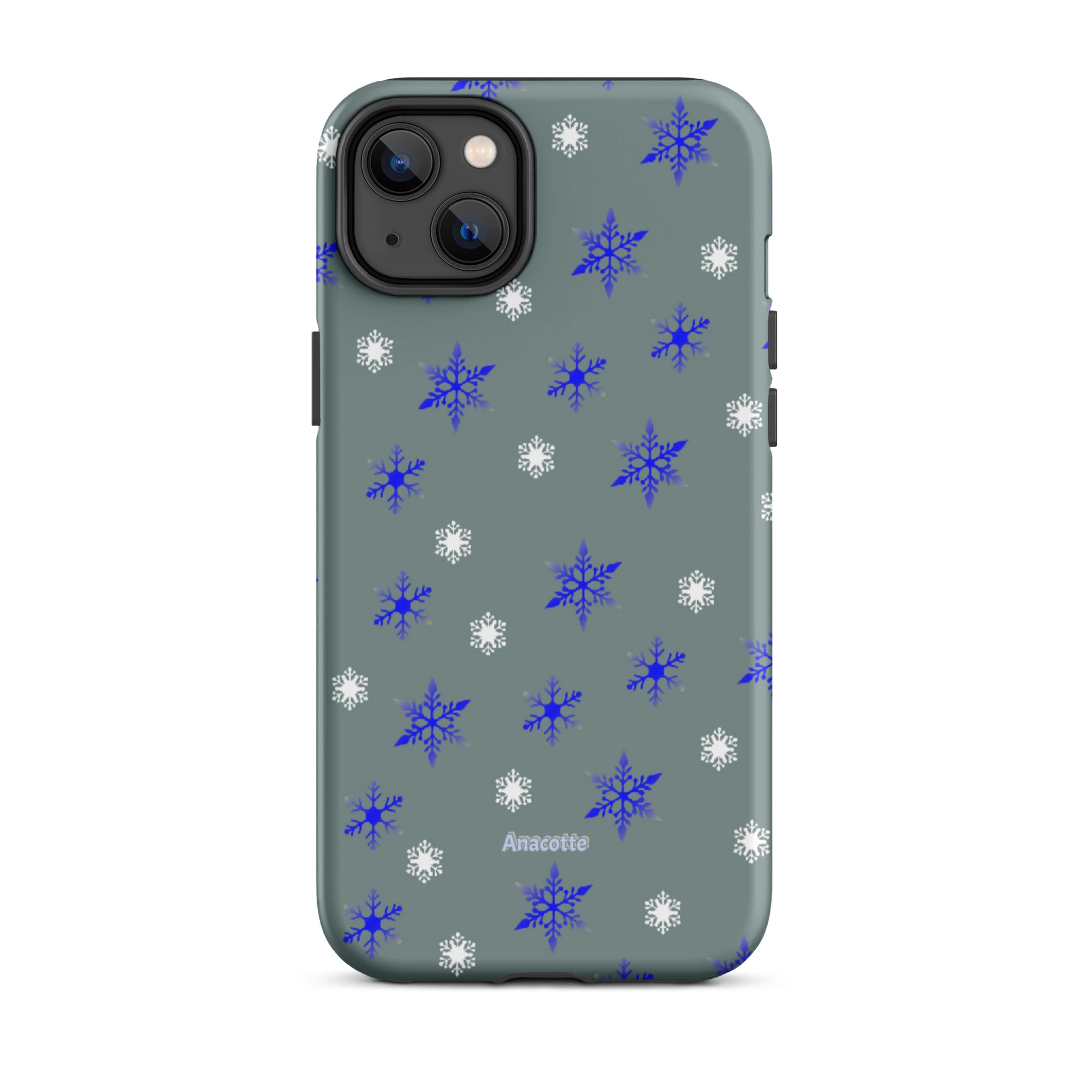 iPhone 14, 13, 12, 11 Christmas Theme iPhone Cases Blue Snow Anacotte