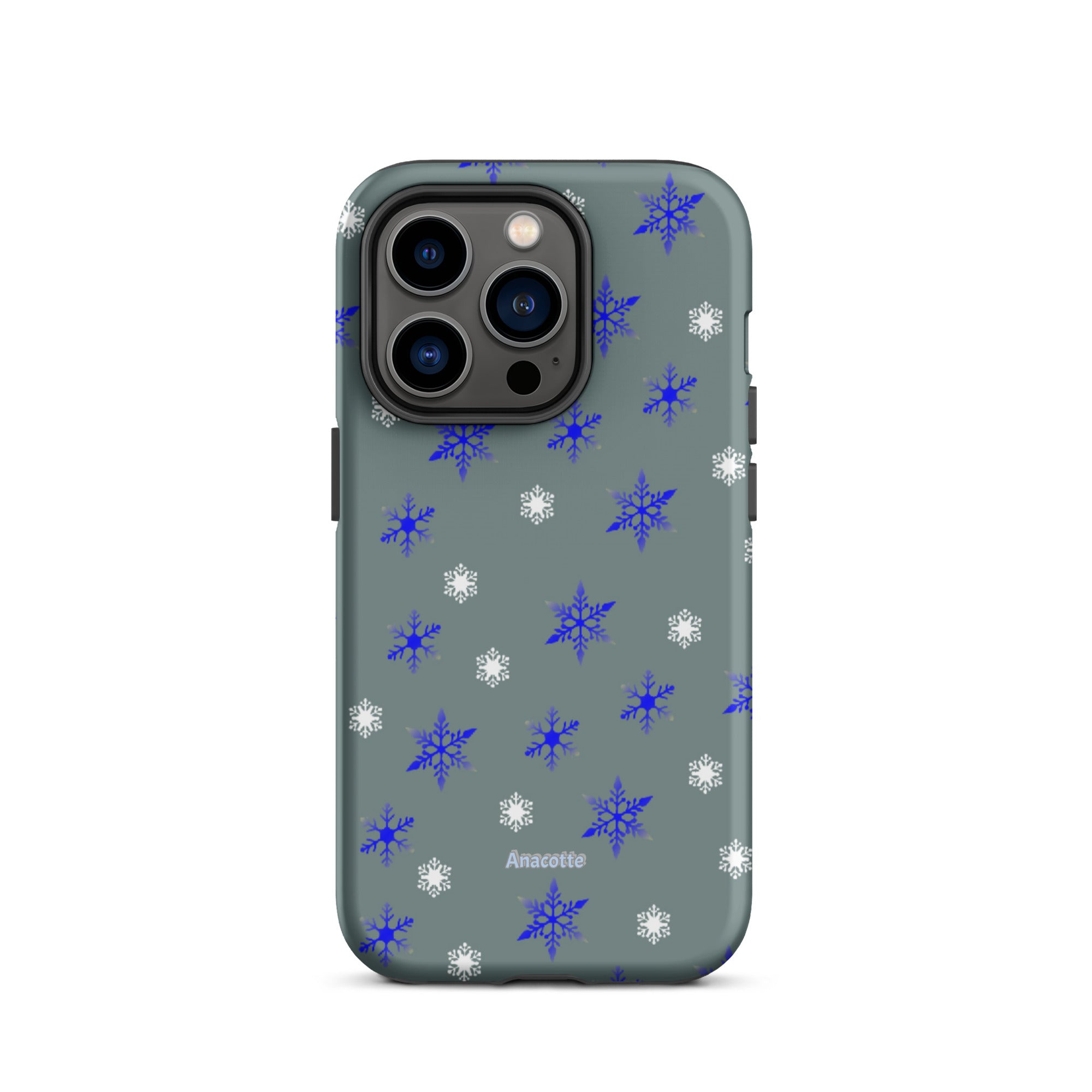 iPhone 14, 13, 12, 11 Christmas Theme iPhone Cases Blue Snow Anacotte