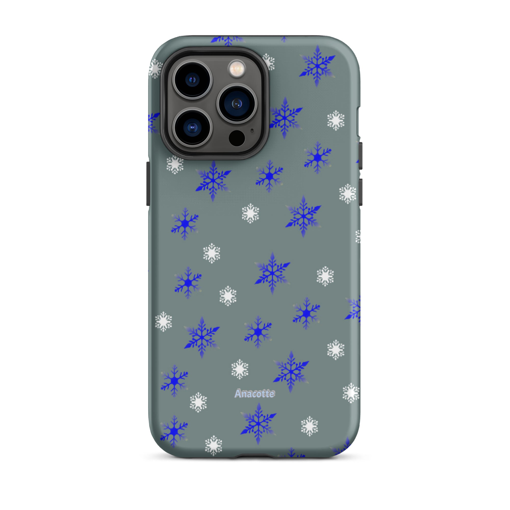 iPhone 14, 13, 12, 11 Christmas Theme iPhone Cases Blue Snow Anacotte