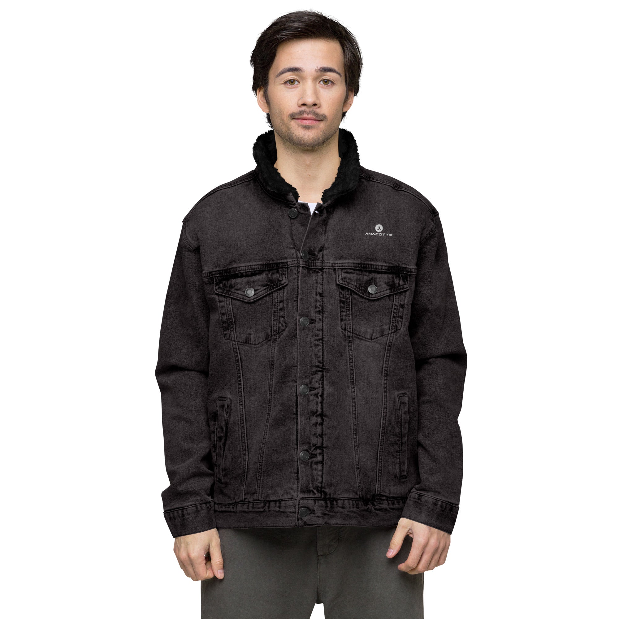 Anacotte Men's Sherpa Denim Shirt Trucker Jacket