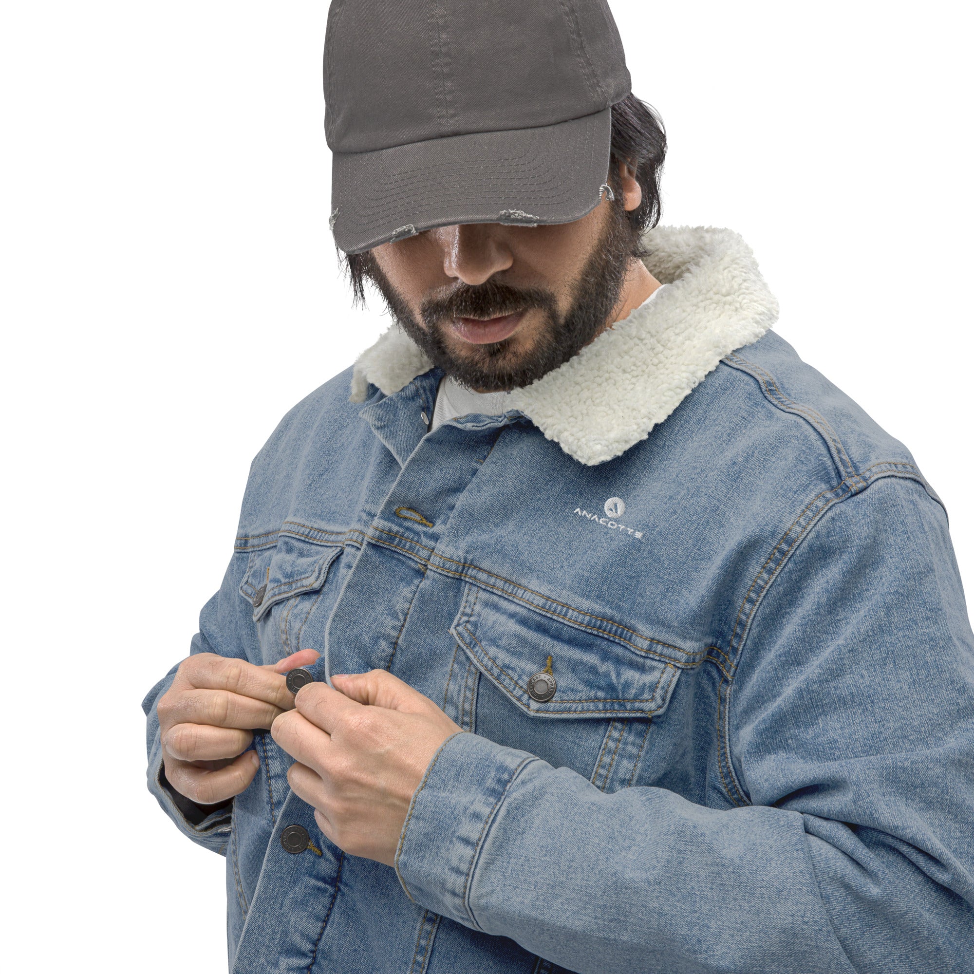 Anacotte Men's Sherpa Denim Shirt Trucker Jacket