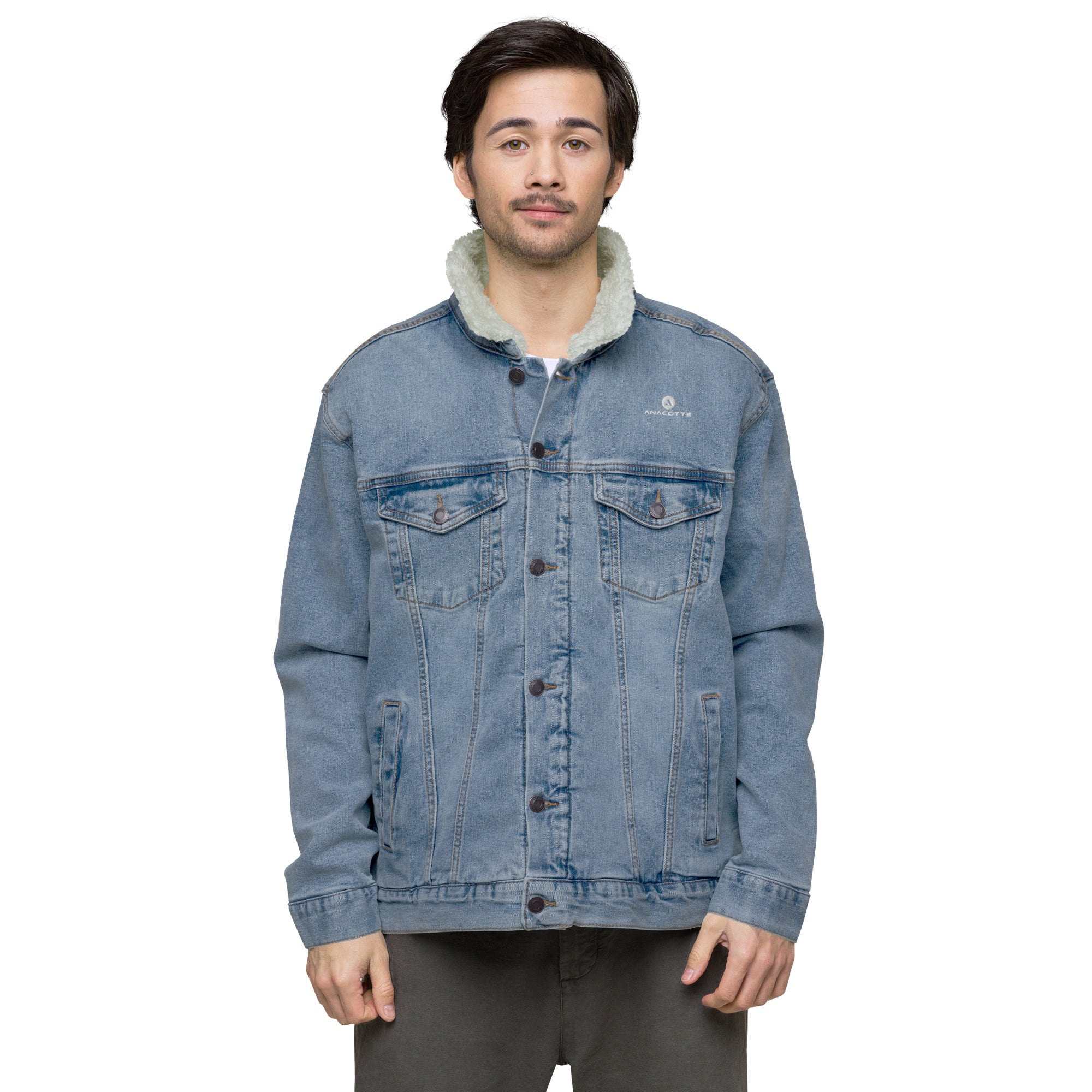 Anacotte Men's Sherpa Denim Shirt Trucker Jacket