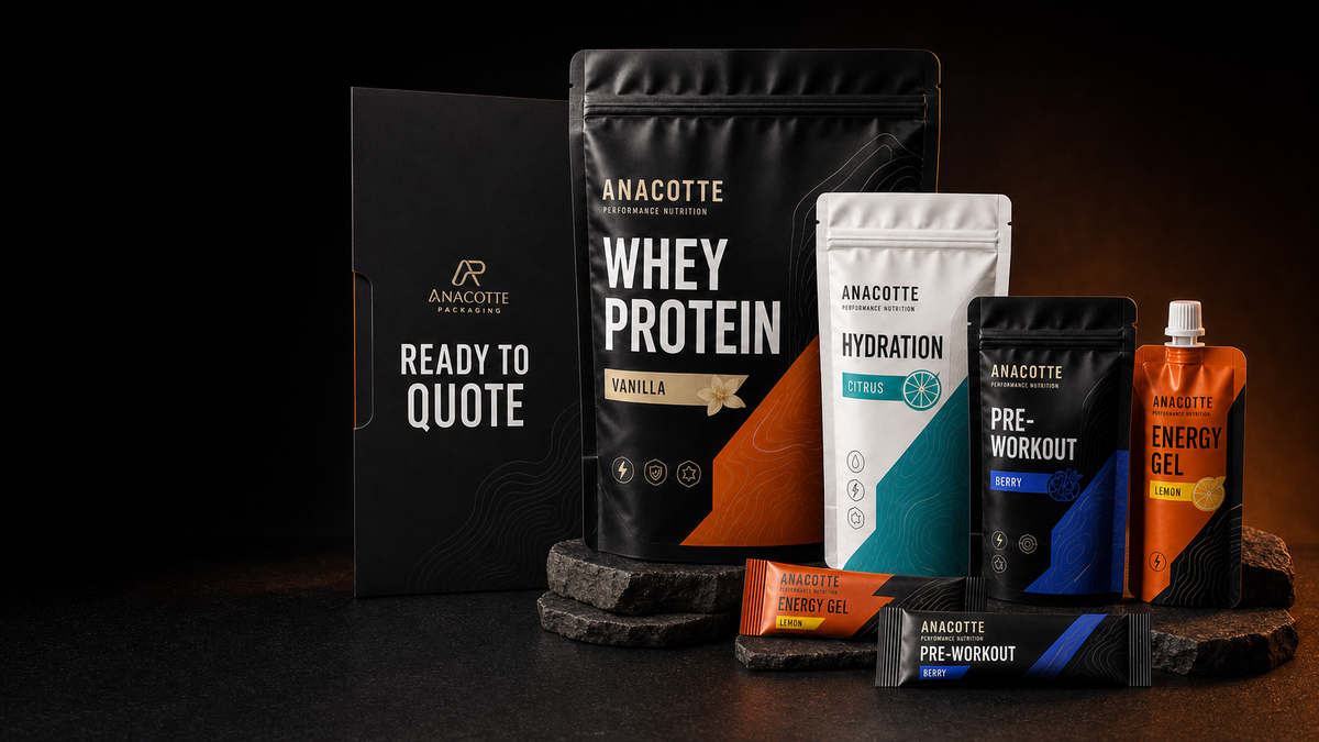 ANACOTTE launch-ready sports nutrition packaging collection