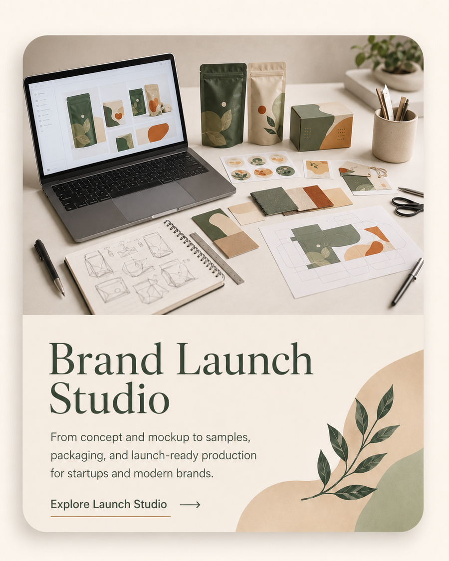Brand launch packaging studio