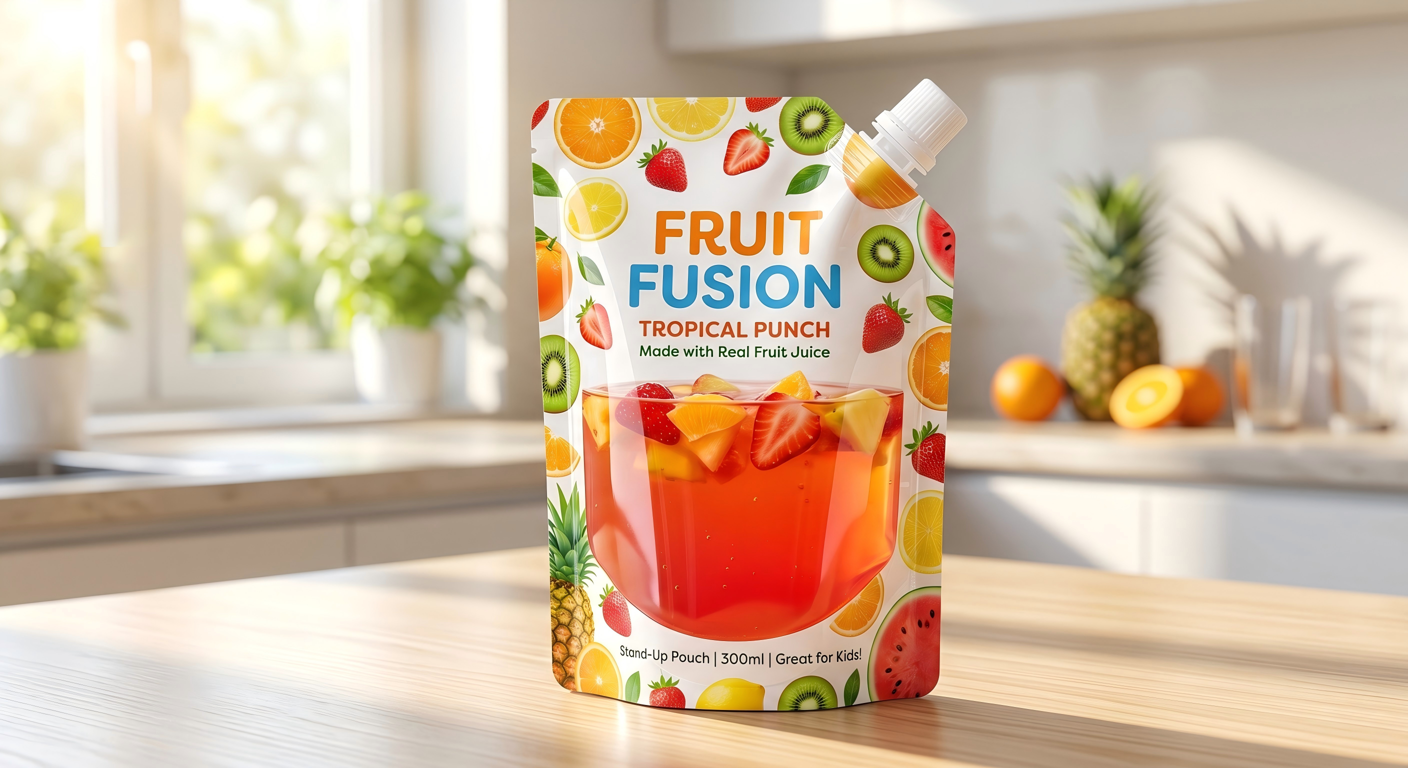 300ml / 10 fl oz Clear Window Spout Pouch for Beverages | Display Liquid Bag
