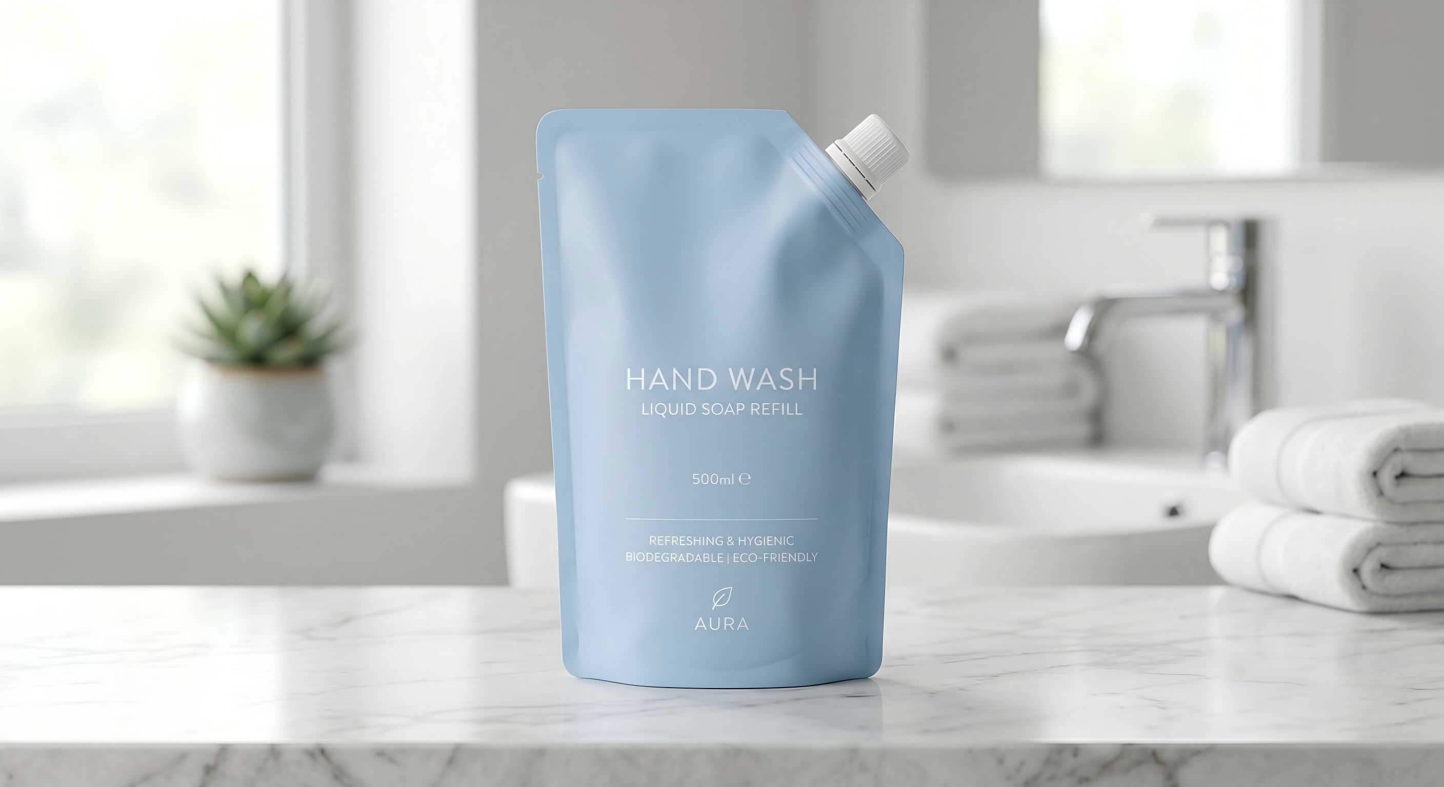 500ml / 16.9 fl oz Hand Wash Refill Spout Pouch | Eco-Friendly Liquid Packaging