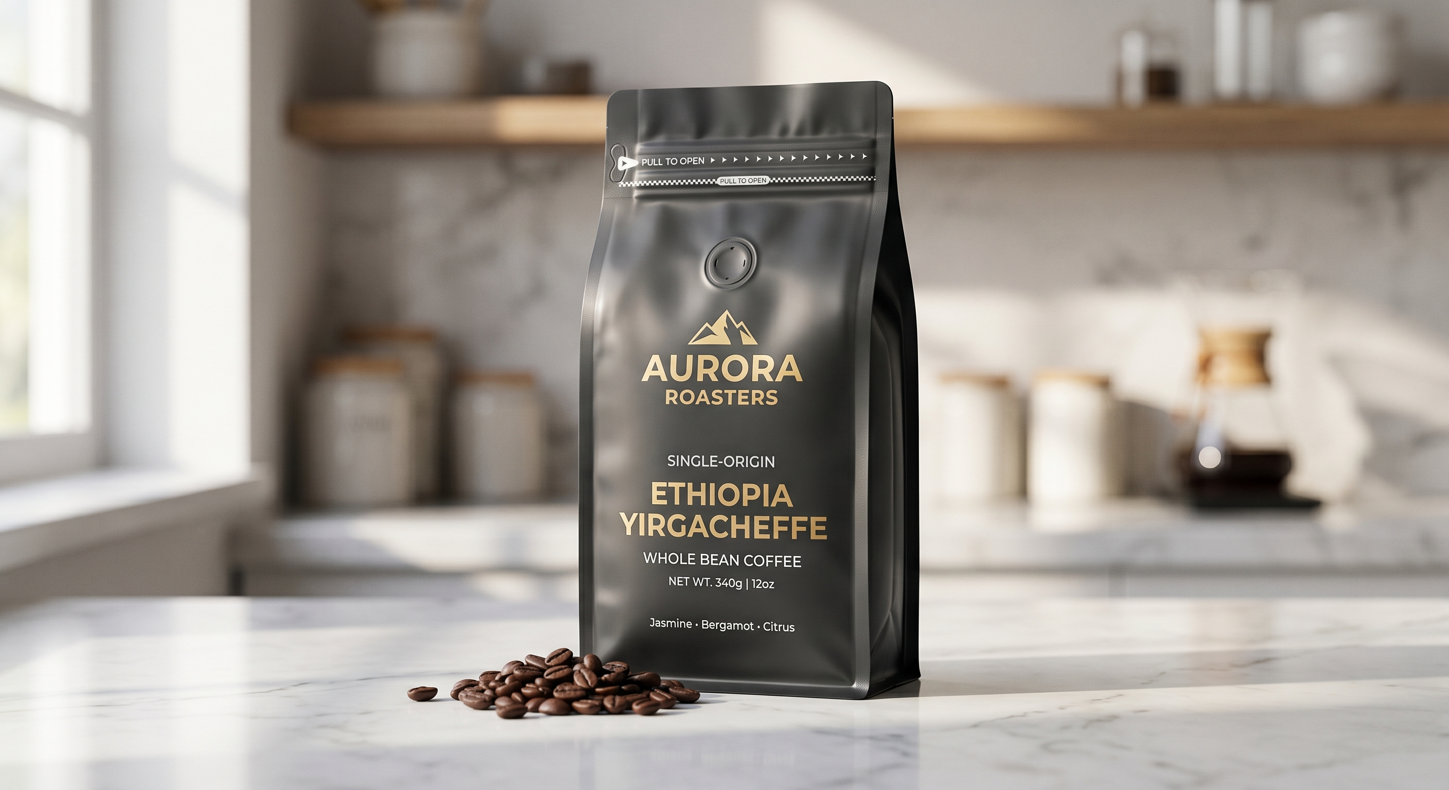 Custom 12 oz / 340g Flat Bottom Coffee Bags with Valve | Coffee Roaster Packaging