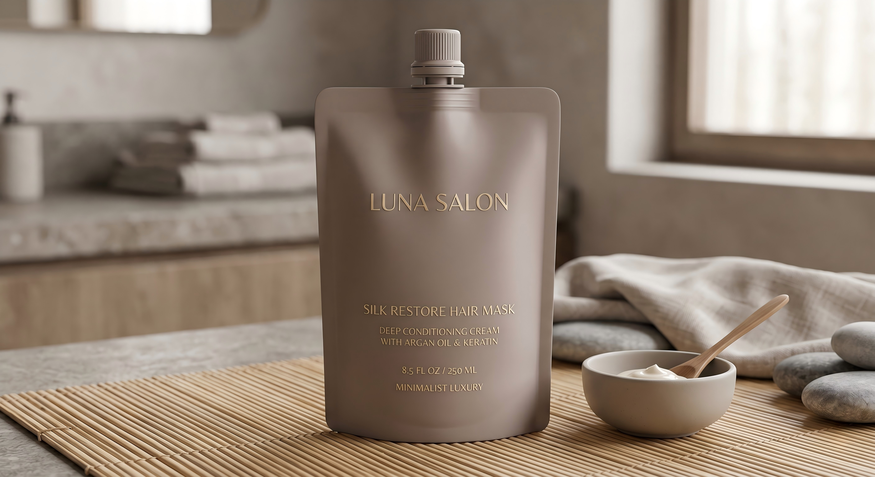 250ml / 8.5 fl oz Premium Hair Mask Spout Pouch | Thick Viscosity Liquid Packaging