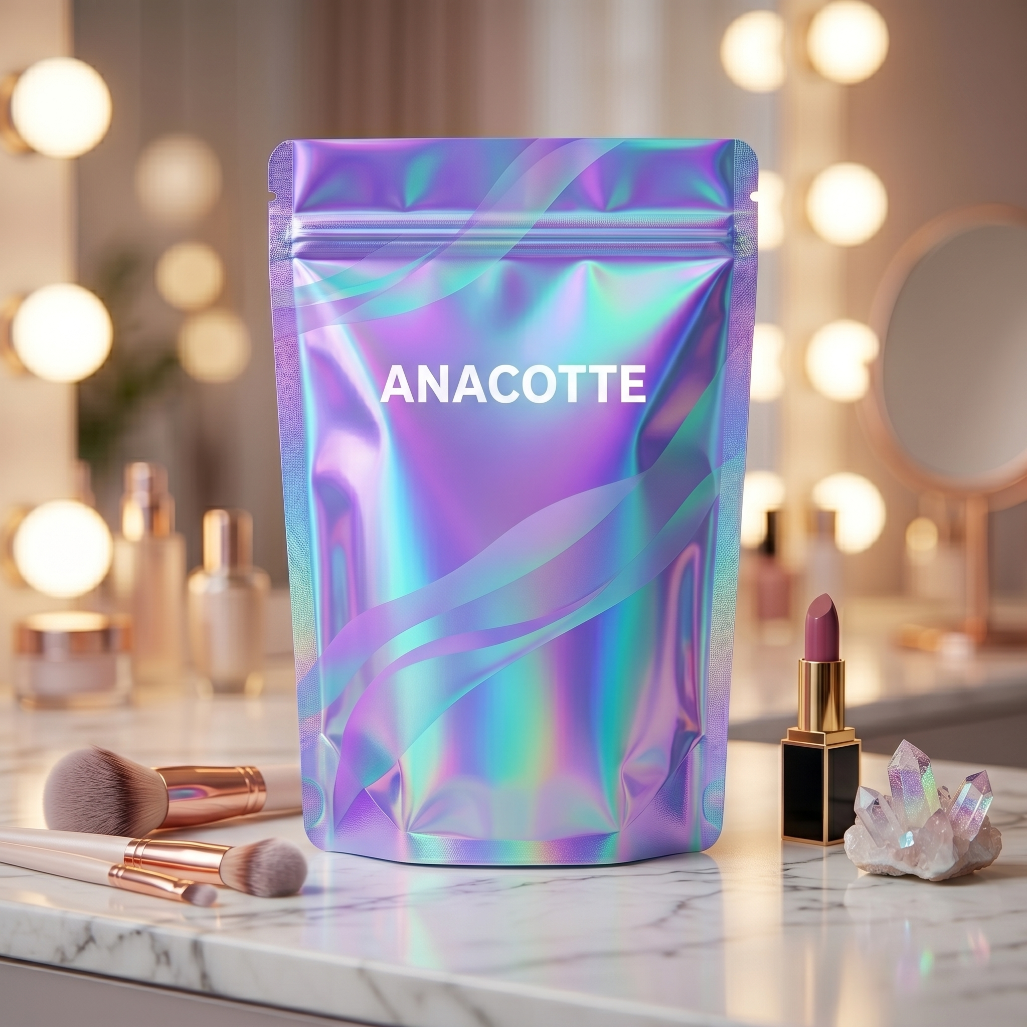 Custom Laser Rainbow Holographic Mylar Bags for Cosmetics & Beauty