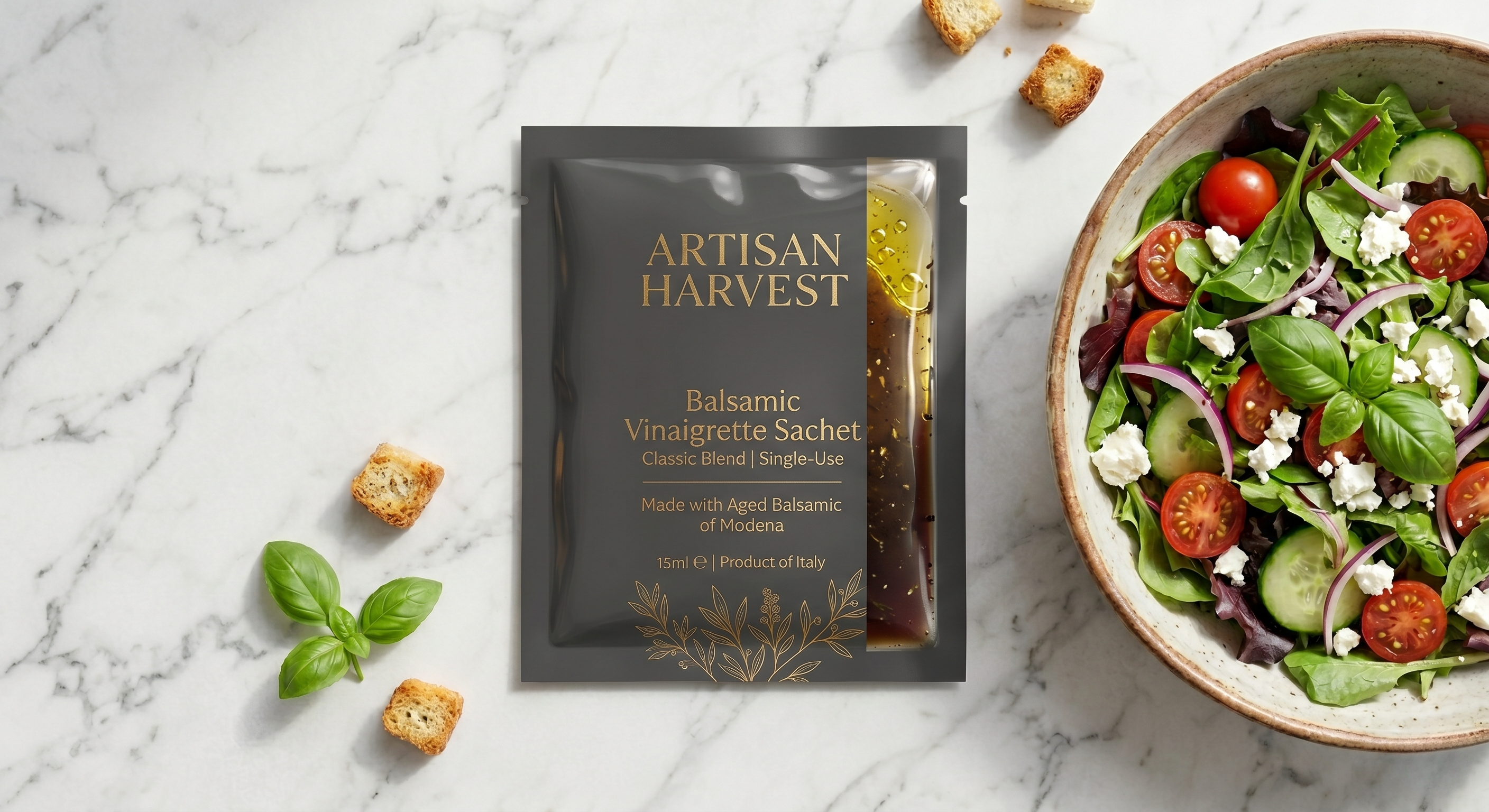 Custom Printed Flat Pouch for Salad Dressing | Single-Serve Oil & Vinegar Sachet