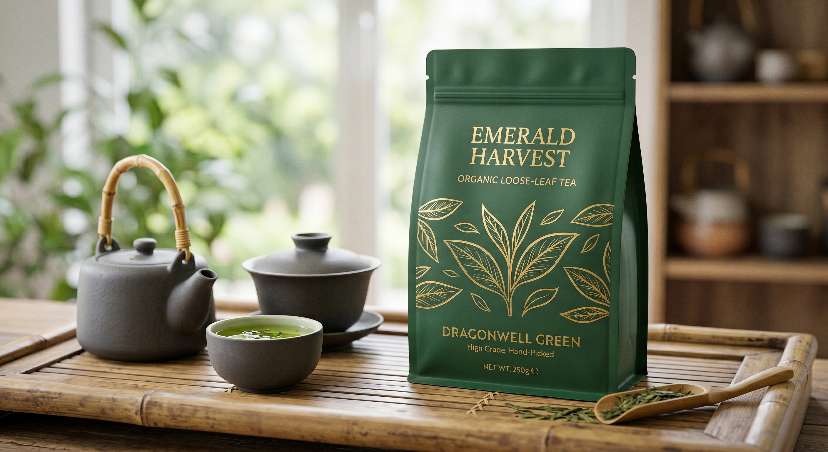 8 oz / 250g Custom Loose Leaf Tea Flat Bottom Pouches | Premium Tea Packaging