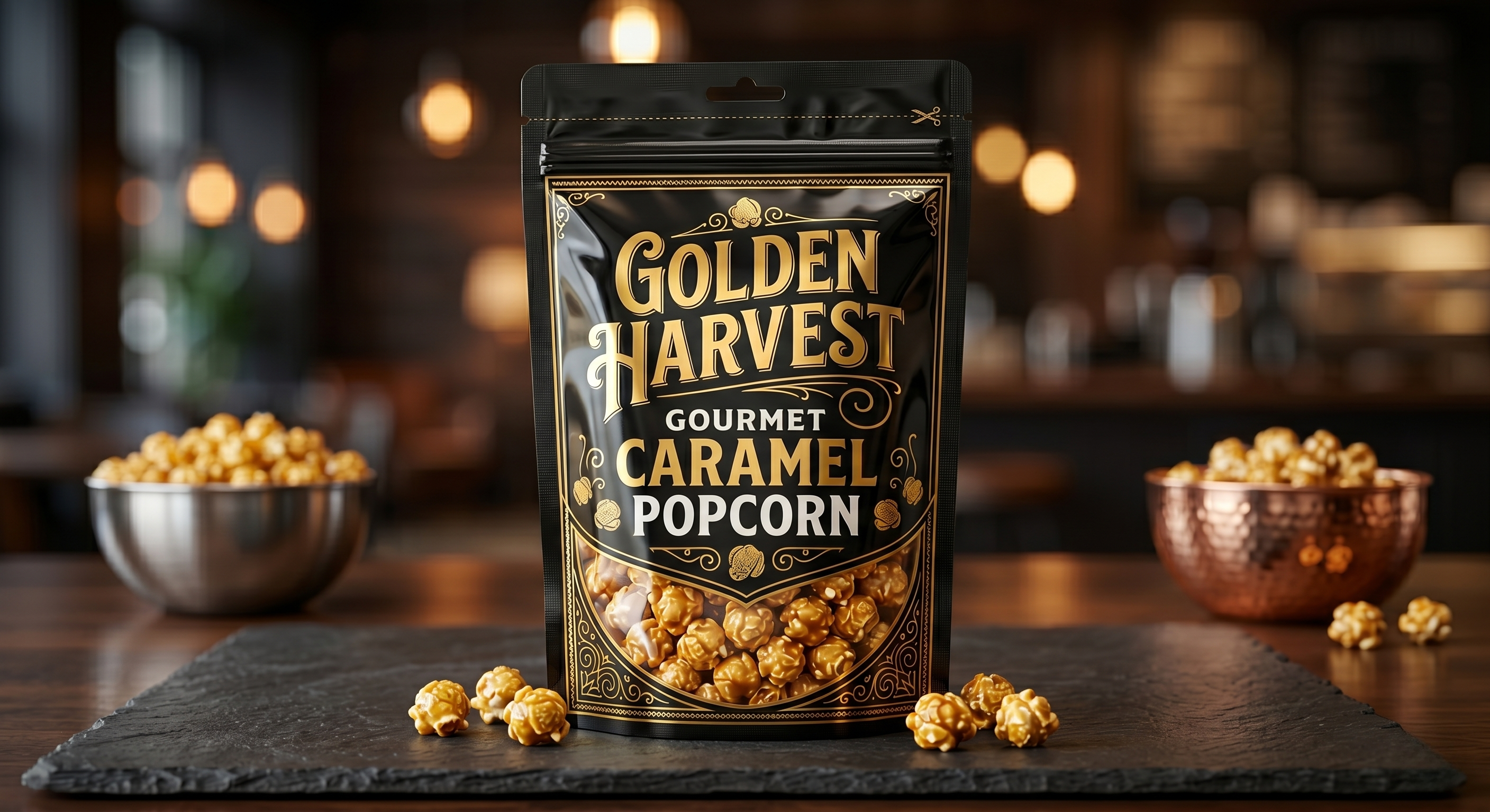 8 oz / 250g Gourmet Popcorn Stand Up Pouch | Grease-Resistant Snack Bag