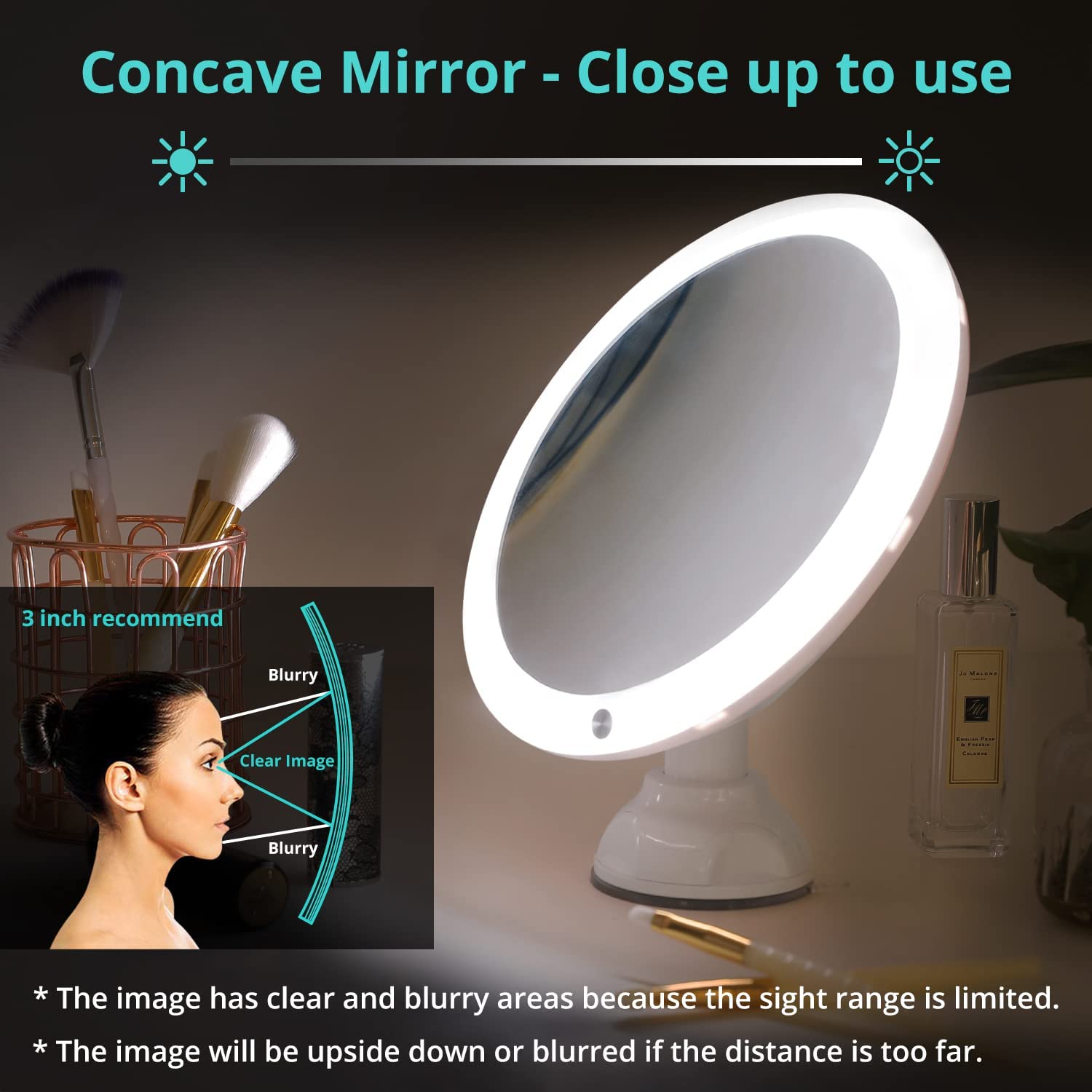 15x magnifying mirror with light 8 Inch with Suction Cups, Dual Power Supply, Adjustable Lighting Mirrex Inc.