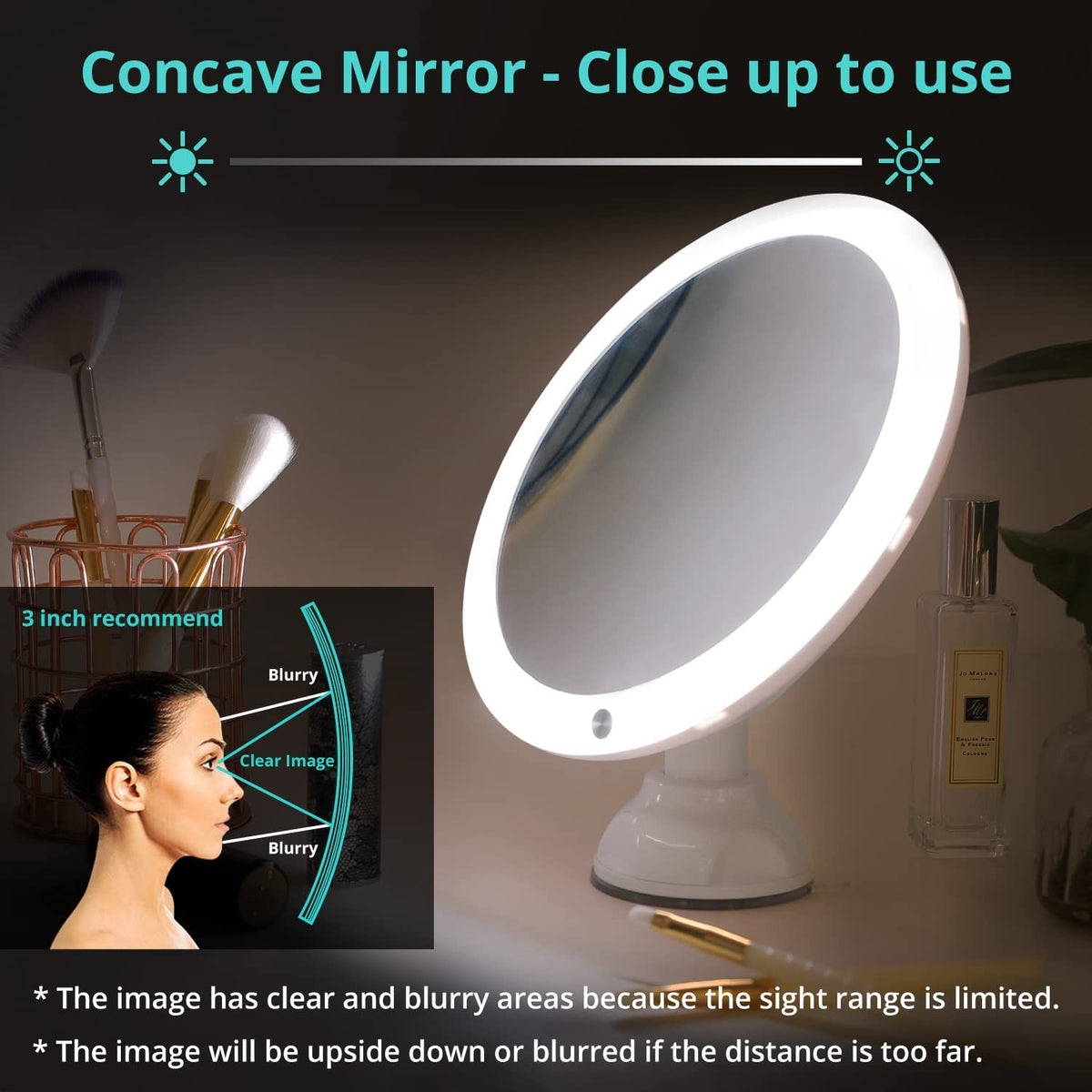 15x magnifying mirror with light 8 Inch with Suction Cups, Dual Power