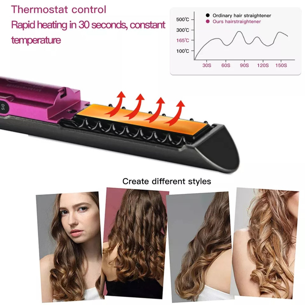4800mAh Cordless 2-in-1 Wireless Charging Base Hair Iron with Straight and Curlier - Portable, USB Charging, and Ideal for Dry and Wet Hair