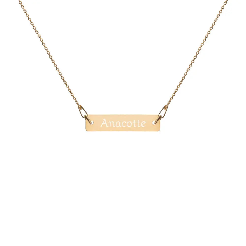 Anacotte Engraved Silver Bar Chain Necklace Anacotte