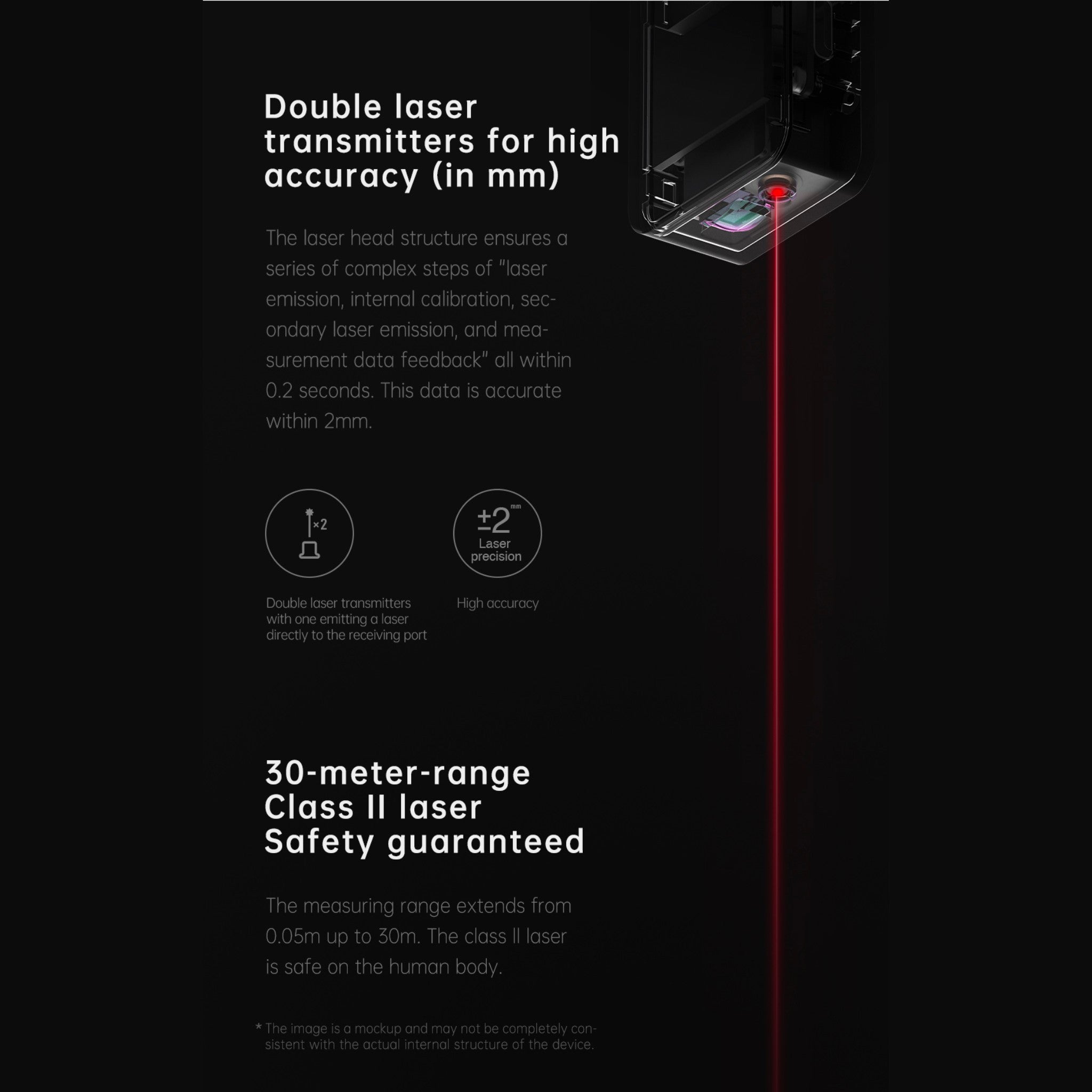 Anacotte Laser Tape Measure, Smart Laser Rangefinder, Intelligent, 30M, OLED Display, Laser Distance Meter, Connect To Mobile Phone Anacotte