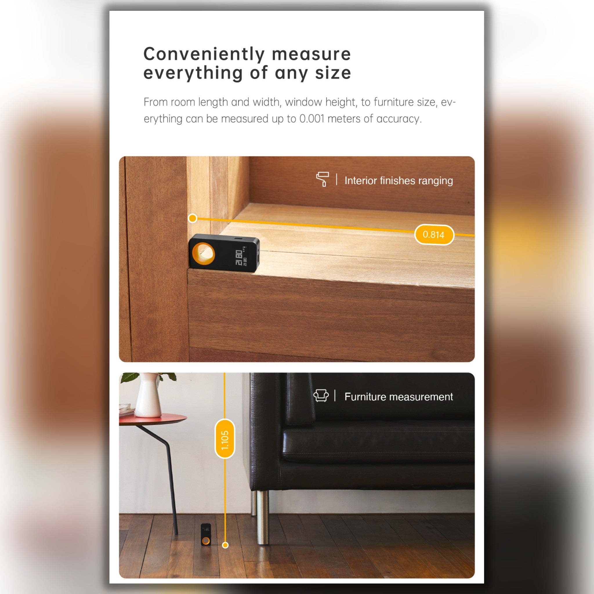 Anacotte Laser Tape Measure, Smart Laser Rangefinder, Intelligent, 30M, OLED Display, Laser Distance Meter, Connect To Mobile Phone Anacotte