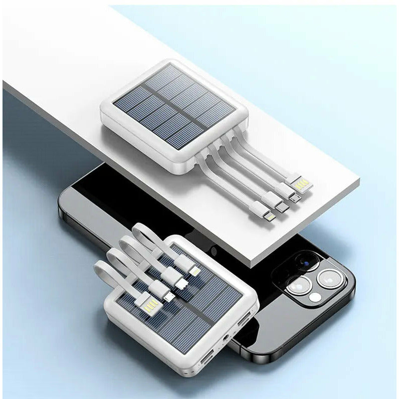 Large-capacity 20000 mAh outdoor mini mobile power bank with its own line solar power sharing four-wire power bank Anacotte