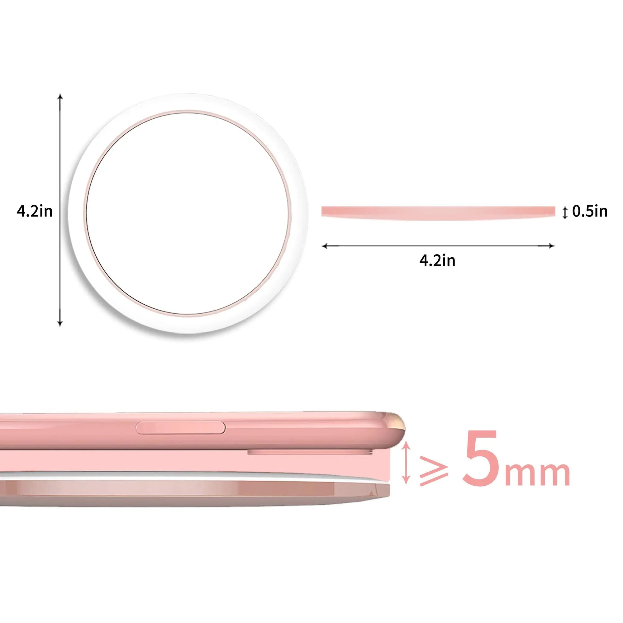 Portable Lighted Makeup Mirror with Wireless Charging Rose Gold Color Mirrex Inc.