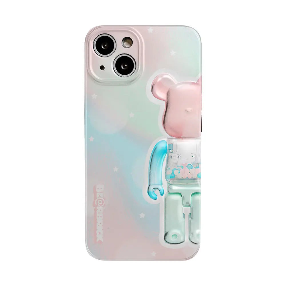 Smudged pink yellow blue bear suitable for Apple iPhone13pro max anti-fall 11/12 mobile phone shell xsmax/xr tide Anacotte