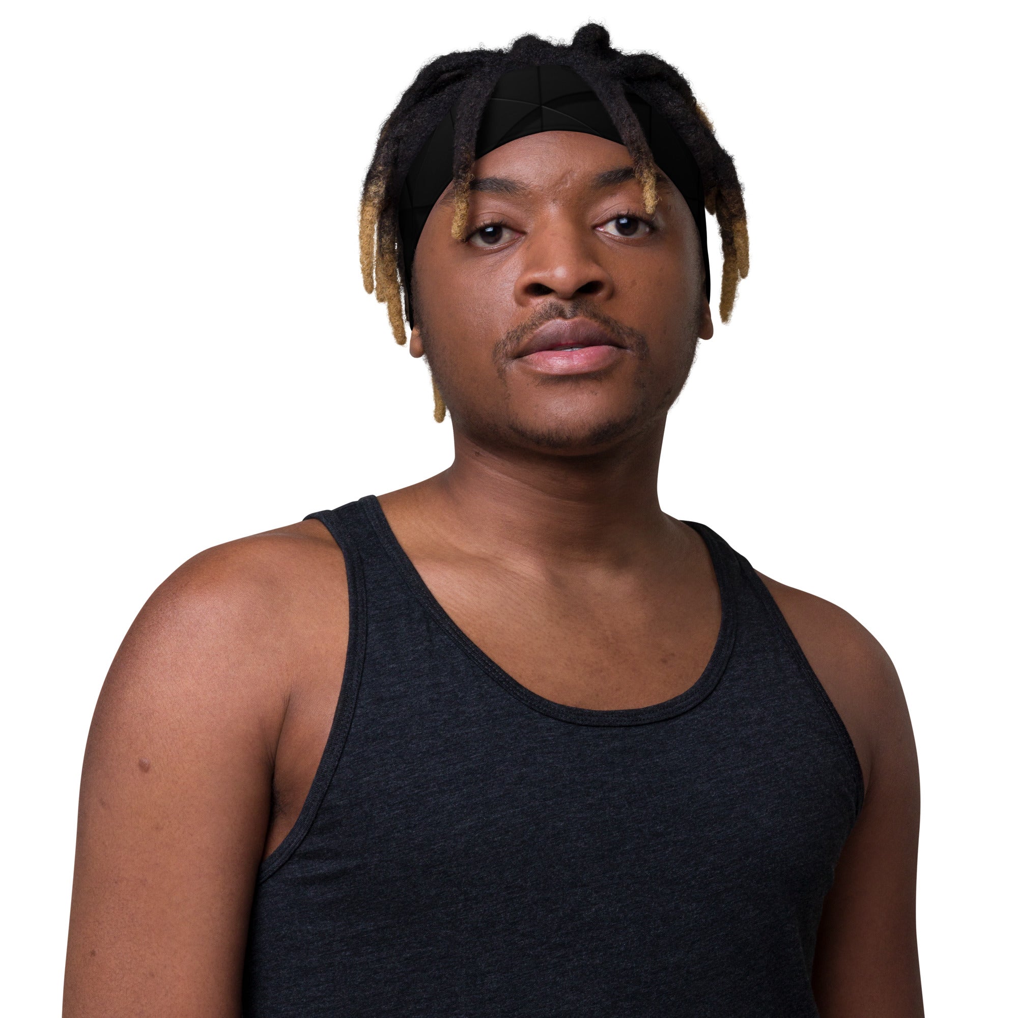 Men's Geometric Black Stretchy Headband