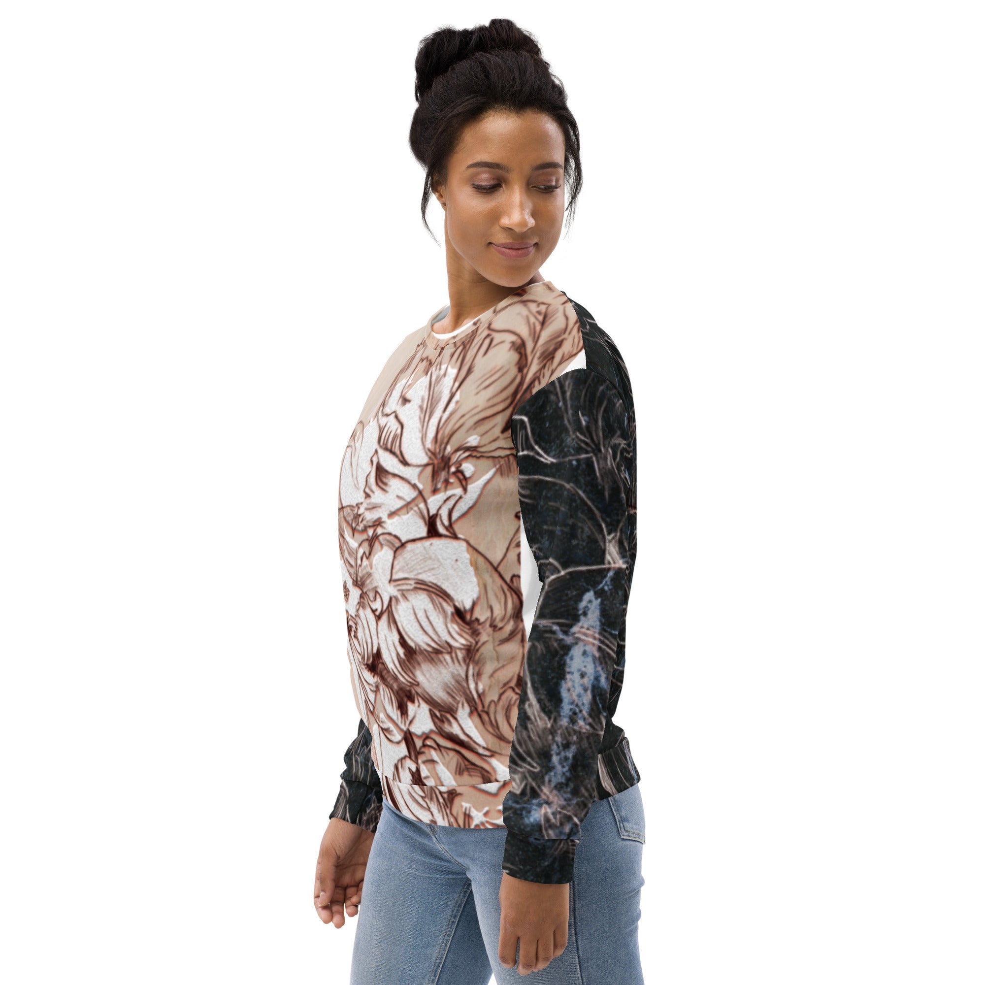 Anacotte Unisex Abstract Floral Full Printed Sweatshirt