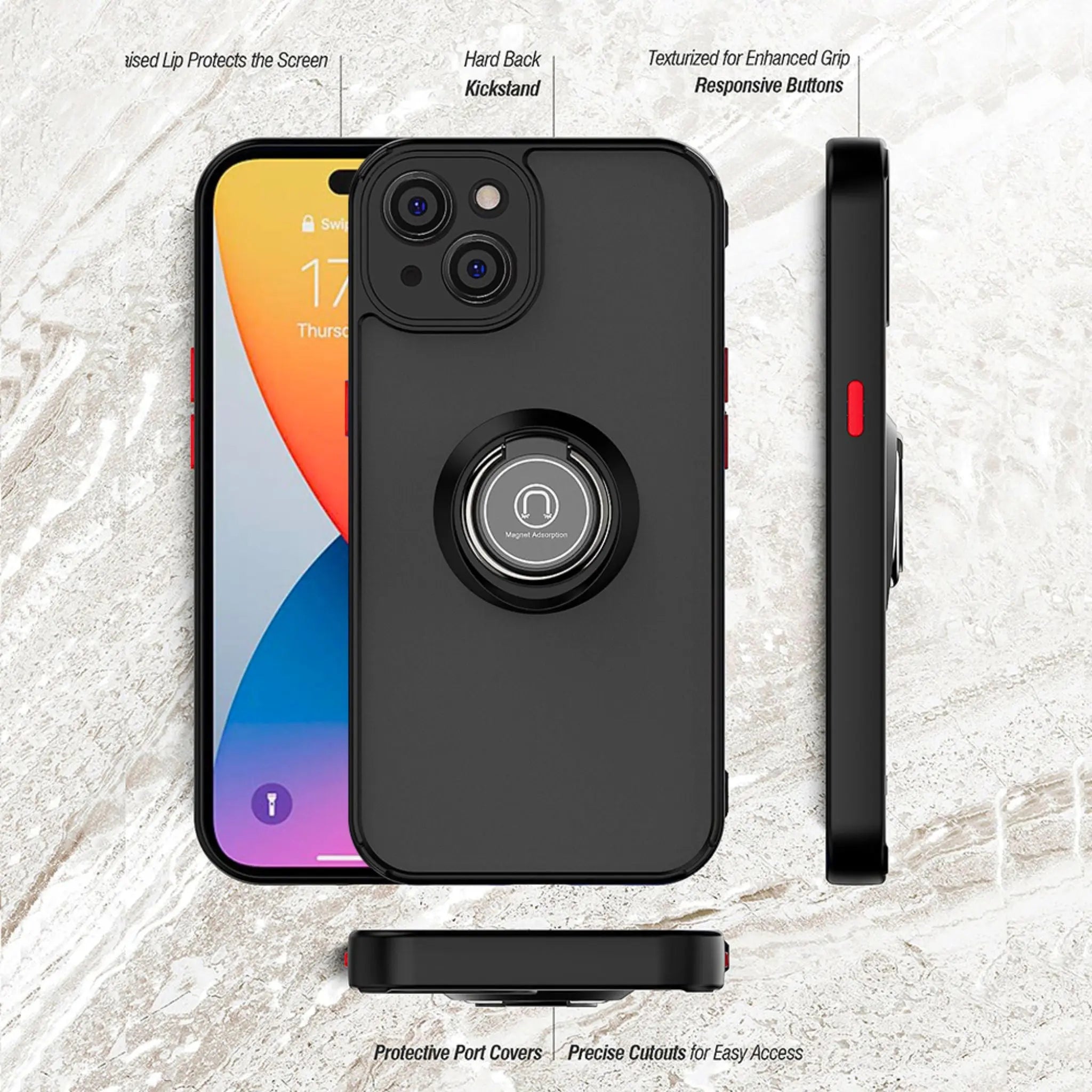 iPhone 14 Anacotte Camera Protection Car Magnetic Ring Holder Shell Coque iPhone case Anacotte