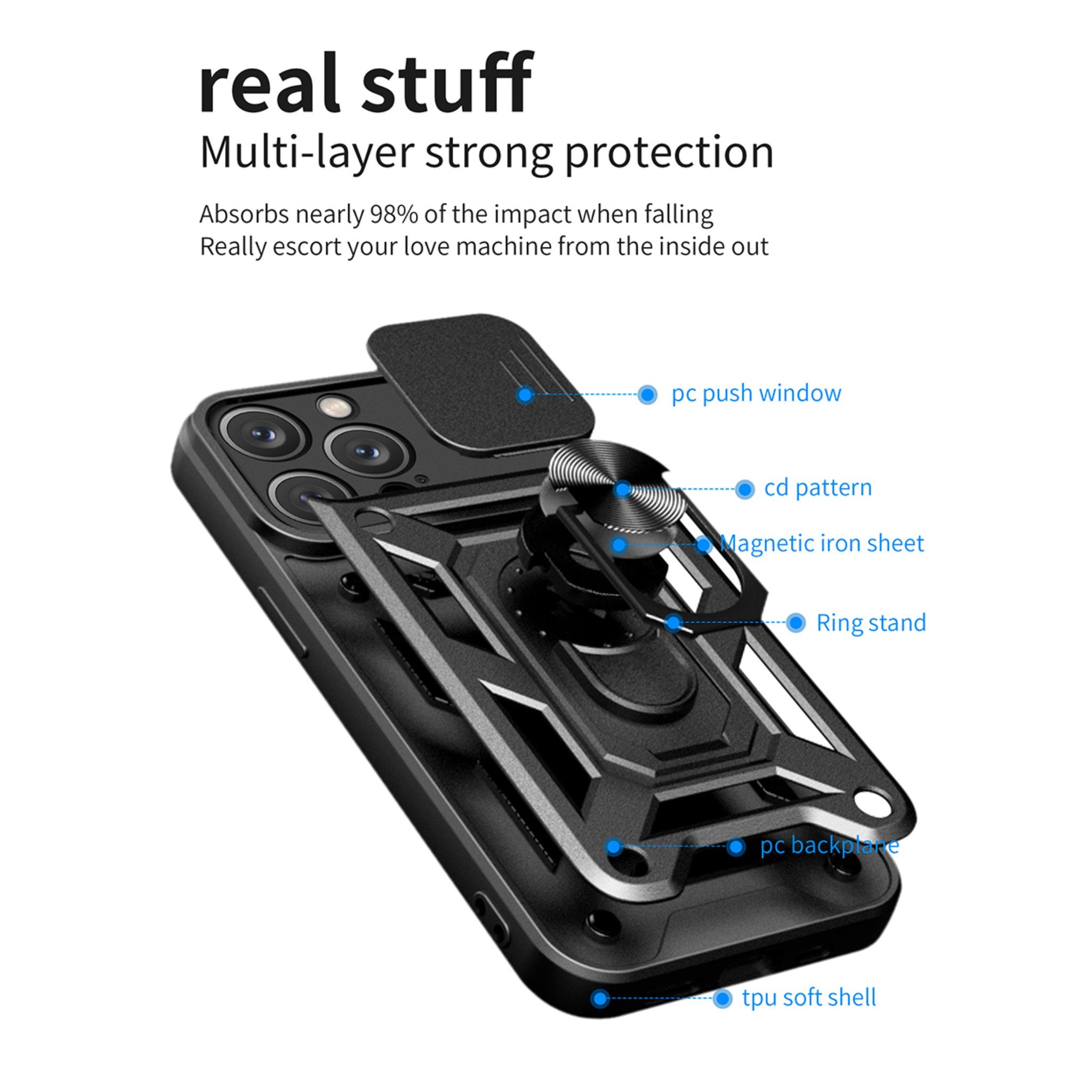 iPhone 14 Anacotte Stand Holder Magnetic Car Ring Shockproof Armor Phone case Anacotte