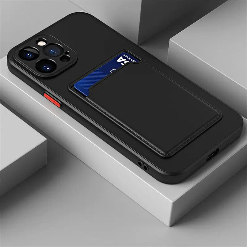 iPhone 14 Anacotte card slot wallet soft square frame silicone camera protective shockproof coque iPhone case Anacotte
