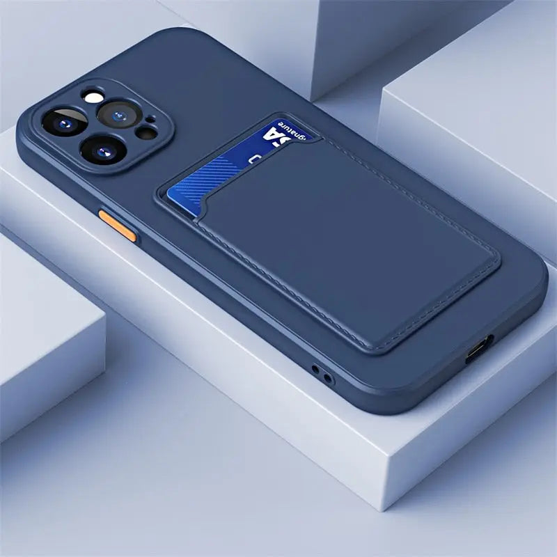 iPhone 14 Anacotte card slot wallet soft square frame silicone camera protective shockproof coque iPhone case Anacotte