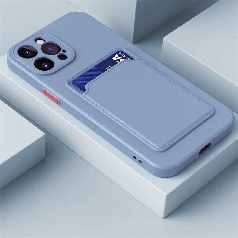 iPhone 14 Anacotte card slot wallet soft square frame silicone camera protective shockproof coque iPhone case Anacotte