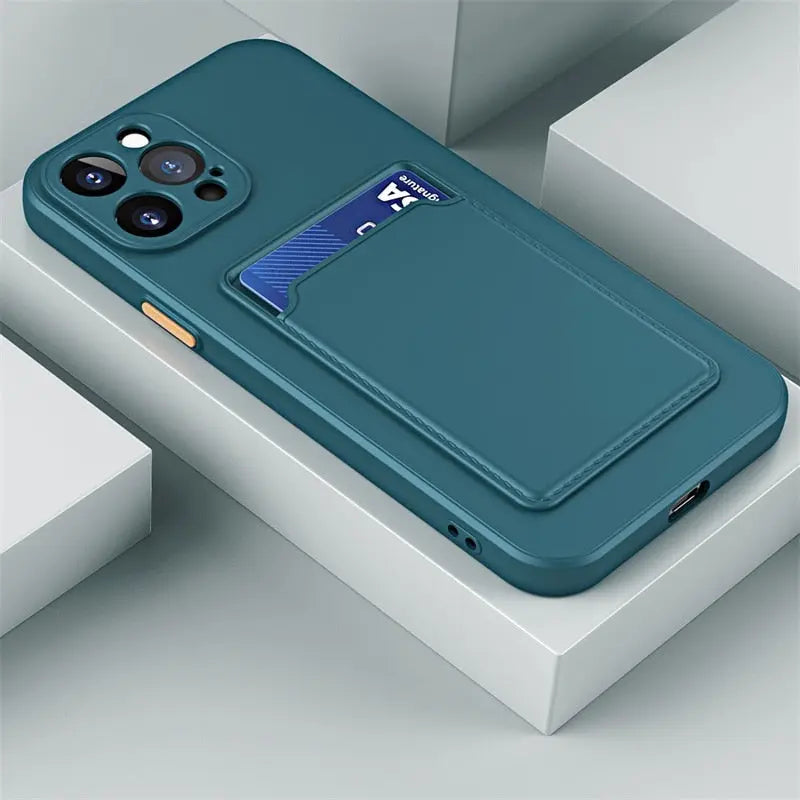 iPhone 14 Anacotte card slot wallet soft square frame silicone camera protective shockproof coque iPhone case Anacotte