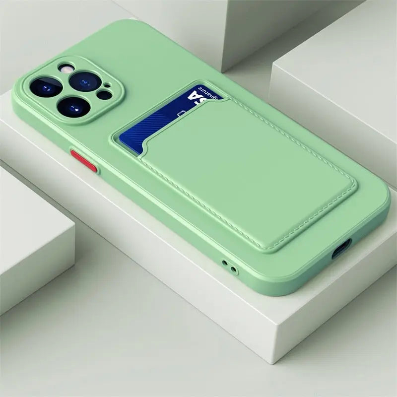 iPhone 14 Anacotte card slot wallet soft square frame silicone camera protective shockproof coque iPhone case Anacotte