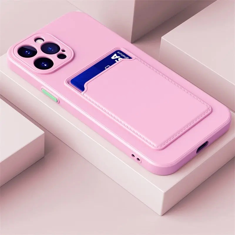 iPhone 14 Anacotte card slot wallet soft square frame silicone camera protective shockproof coque iPhone case Anacotte