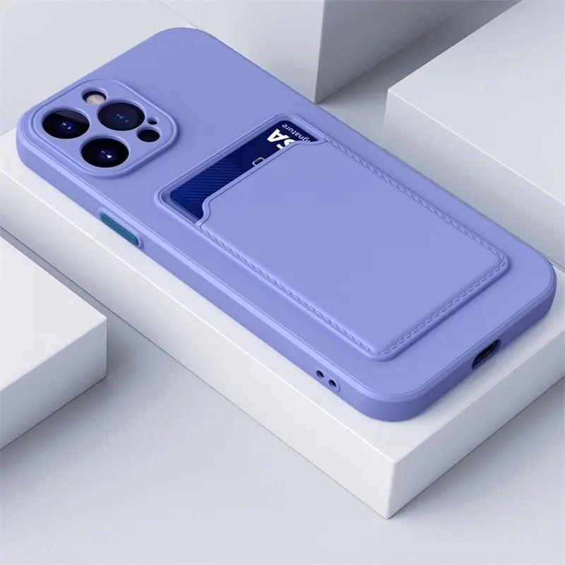 iPhone 14 Anacotte card slot wallet soft square frame silicone camera protective shockproof coque iPhone case Anacotte