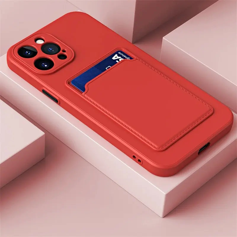 iPhone 14 Anacotte card slot wallet soft square frame silicone camera protective shockproof coque iPhone case Anacotte