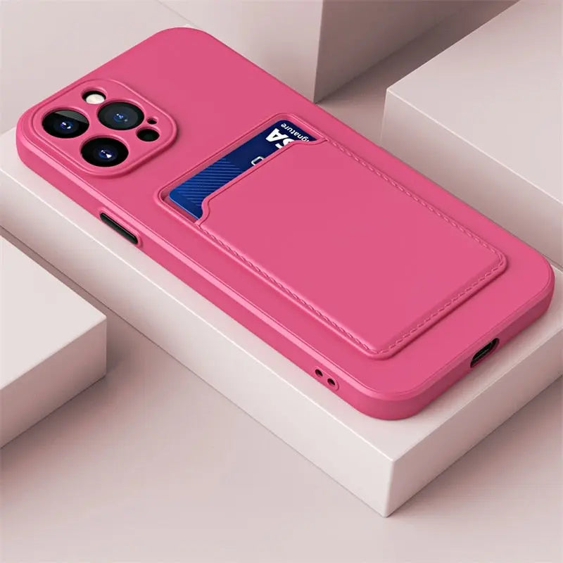iPhone 14 Anacotte card slot wallet soft square frame silicone camera protective shockproof coque iPhone case Anacotte
