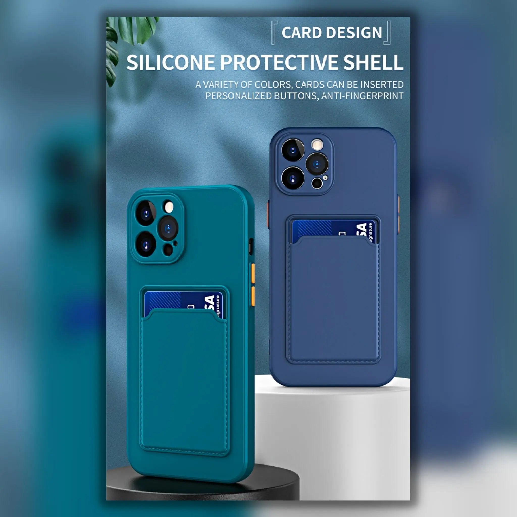 iPhone 14 Anacotte card slot wallet soft square frame silicone camera protective shockproof coque iPhone case Anacotte
