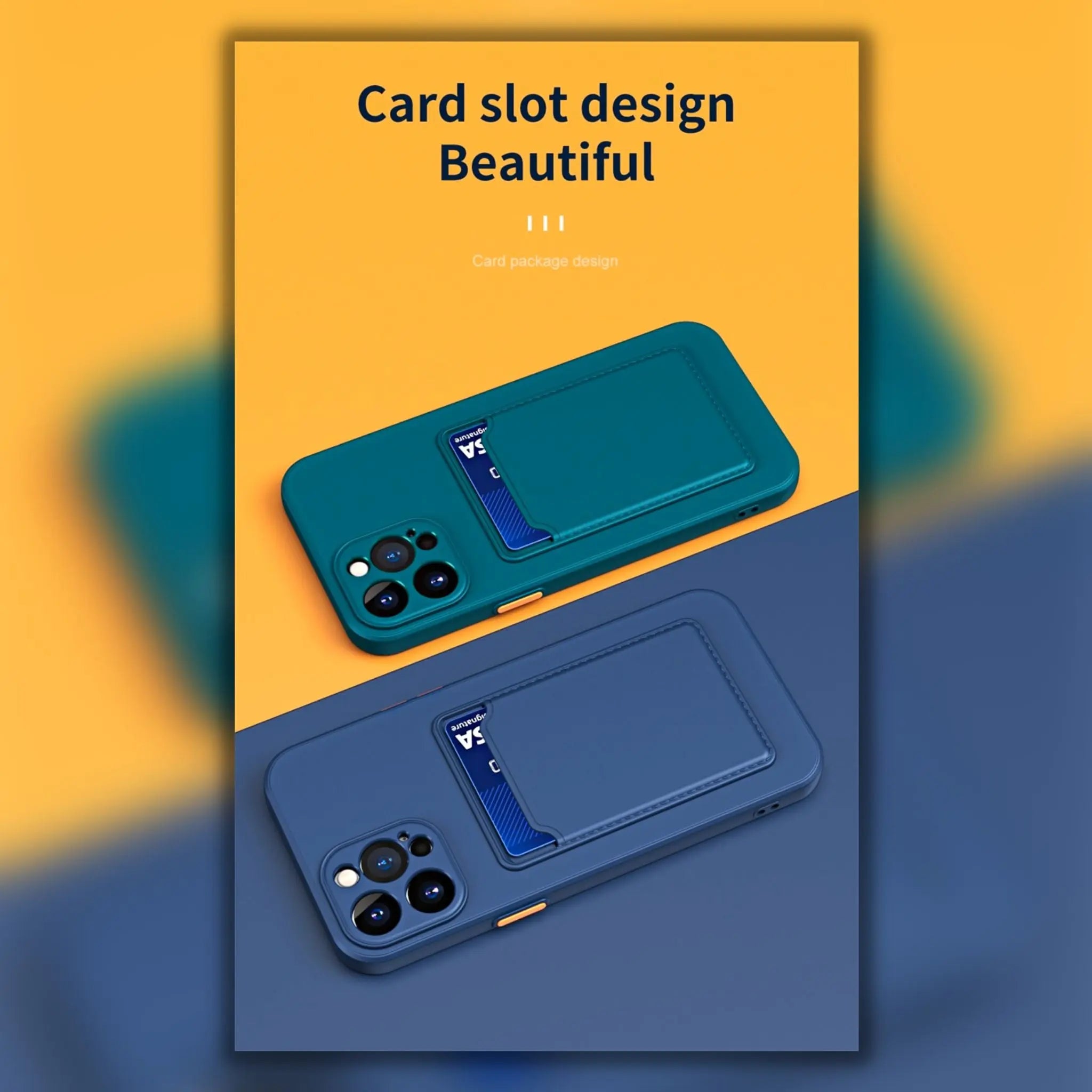iPhone 14 Anacotte card slot wallet soft square frame silicone camera protective shockproof coque iPhone case Anacotte