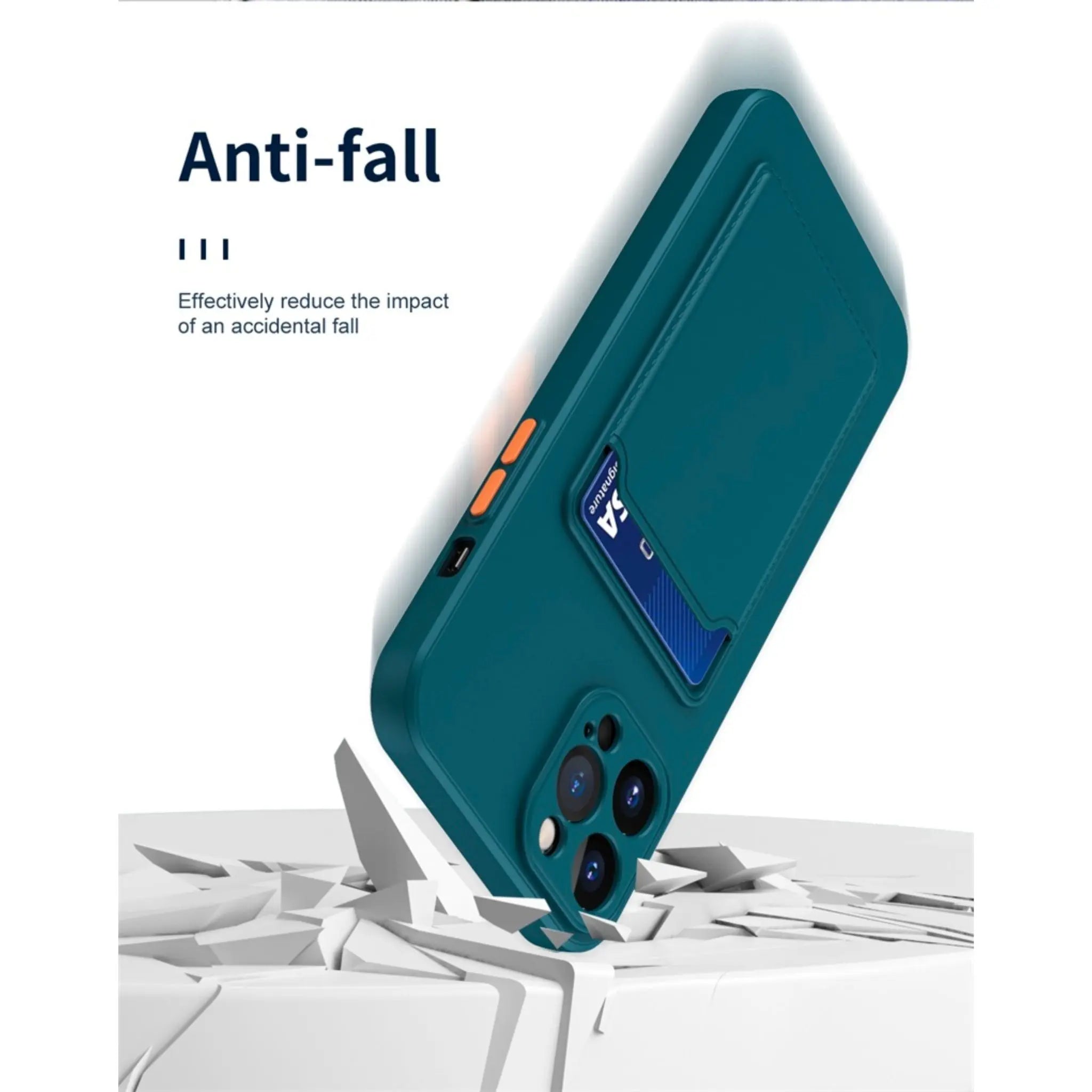 iPhone 14 Anacotte card slot wallet soft square frame silicone camera protective shockproof coque iPhone case Anacotte