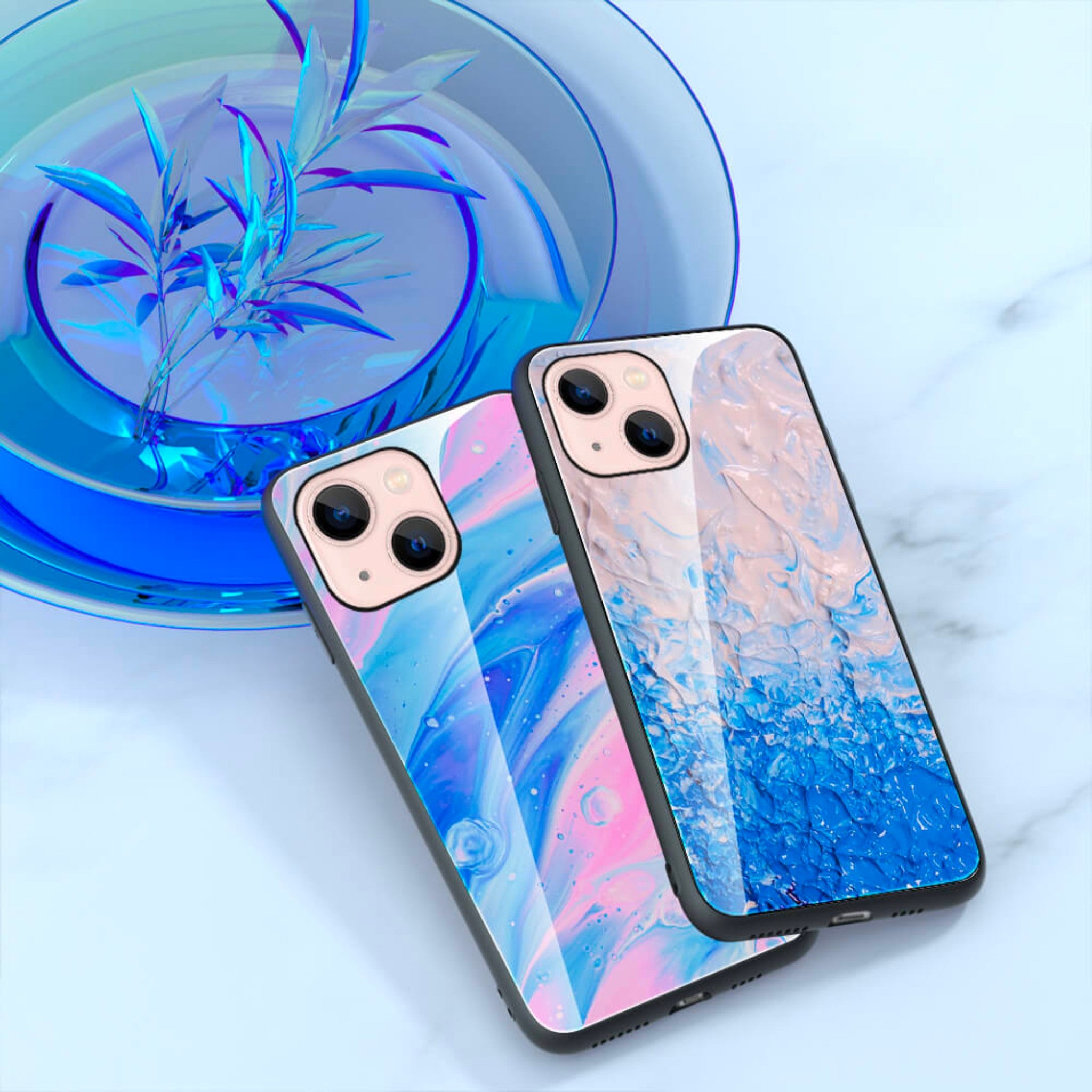 tpu tempered glass phone case for iPhone13 marble glass case Anacotte