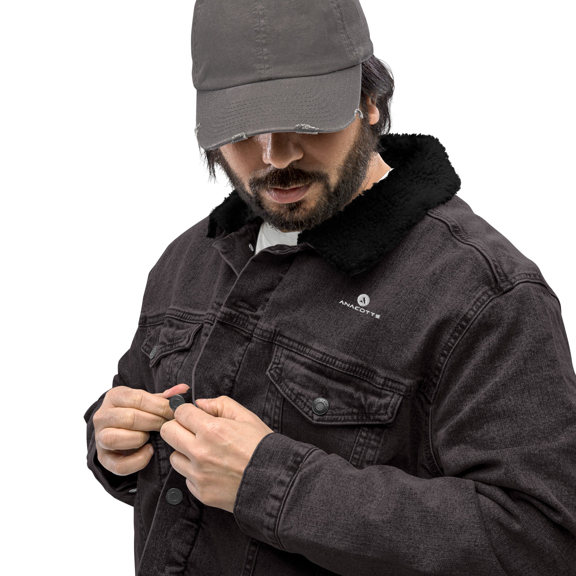 Anacotte Men's Sherpa Denim Shirt Trucker Jacket